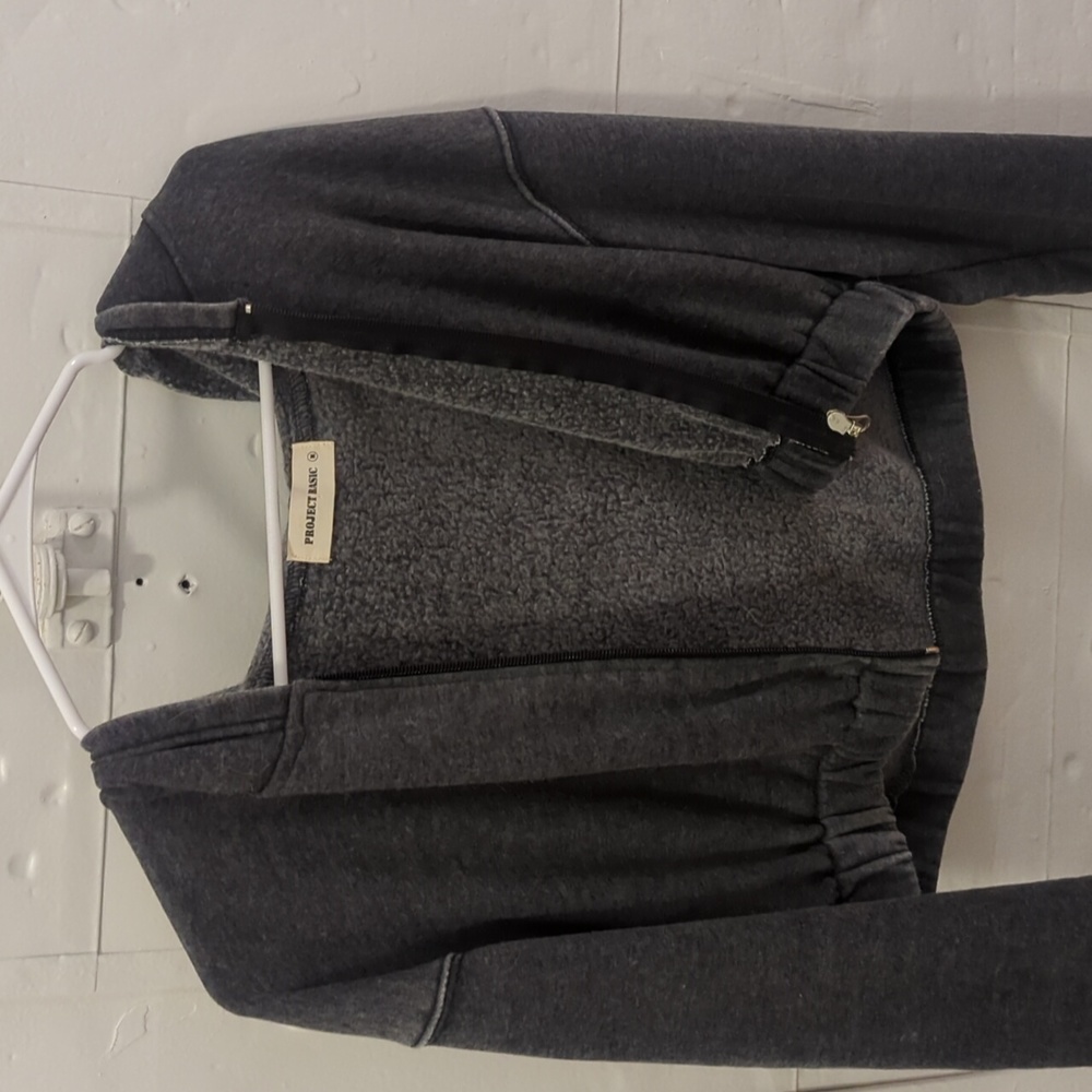 Medium Half Length Zip Up Hooded Sweatshirt